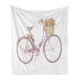 thumbnail image 1 of Bicycle Soft Flannel Fleece Throw Blanket, Watercolor Illustration of a Pink Bicycle with Flowers Romantic Vintage, Cozy Plush for Indoor and Outdoor Use, 60" x 80", Multicolor, by Ambesonne, 1 of 5