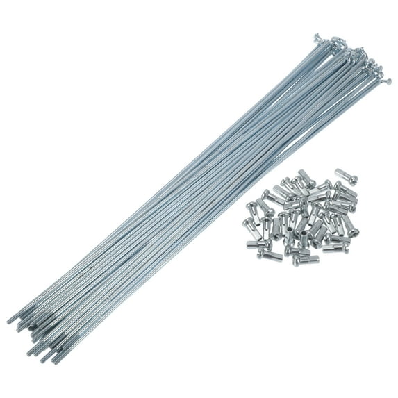 Unique Bargains Bicycle Spoke Bike Wheel Spokes Nipple 1 Set 13G 45 Steel Galvanized Silver Tone-259mm
