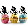 thumbnail image 1 of Bicycle Sport Silhouette Party Wedding Birthday Acrylic Cupcake Toppers 12 pcs, 1 of 1