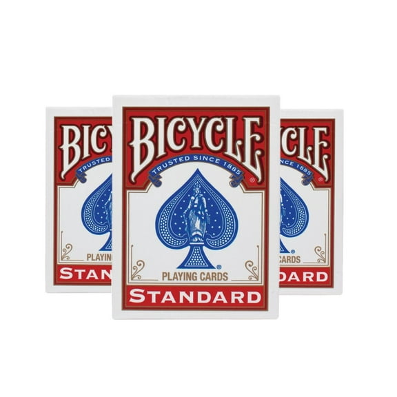 Standard Bicycle Rider Back Poker Playing Cards - 3 Decks (Red)