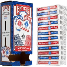 Bicycle Standard Playing Cards, Poker Size, 12 Pack (Red & Blue)
