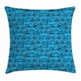 thumbnail image 1 of Bicycle Throw Pillow Cushion Cover, Antique Cartoon Style Bikes on Blue Background Retro Pattern with Wheels, Decorative Square Accent Pillow Case, 18 X 18 Inches, Blue Black and White, by Ambesonne, 1 of 2