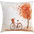 thumbnail image 1 of Bicycle Throw Pillow Cushion Cover, Autumn Tree Aged Old Bike November Day Fall Season Park Nature Theme, Decorative Square Accent Pillow Case, 18" X 18", Orange, 1 of 2