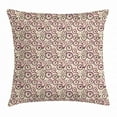 thumbnail image 1 of Bicycle Throw Pillow Cushion Cover, Romantic Doodle Drawing with Pink Blossoms Fun Activity Youth, Decorative Square Accent Pillow Case, 16 X 16 Inches, Dark Brown Pink Pale Yellow, by Ambesonne, 1 of 2