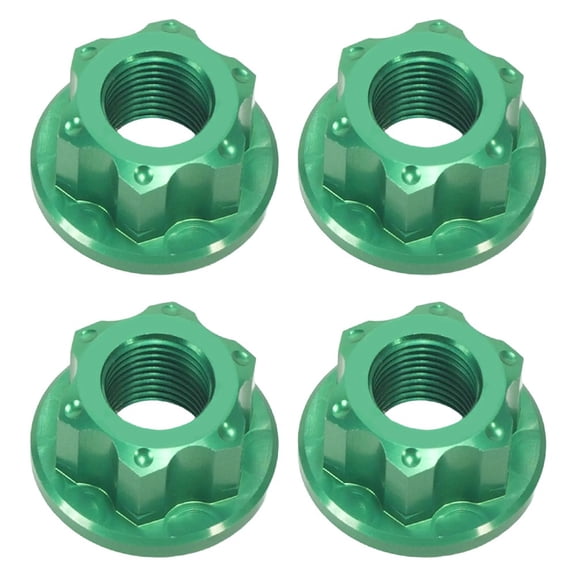 Bicycle Track Wheel Nuts 4-Pack M10 x 1.0 Aluminum Alloy Axle Screws for Rear Hub with Non-Slip Lock Design, Lightweight and for Fixie, Folding, and Mountain Bike Non-Quick Release Hubs(green)