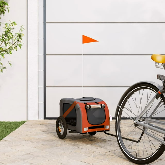 Bicycle Trailer Dogs Orange and Grey Oxford Fabric and Iron