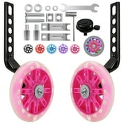 Bicycle Training Flash Wheels, Childrens Bike Stabilizers Support Wheels Bike Steel Frame for 12 14 16 18 20 Inch Kids Riding Safety Equipment