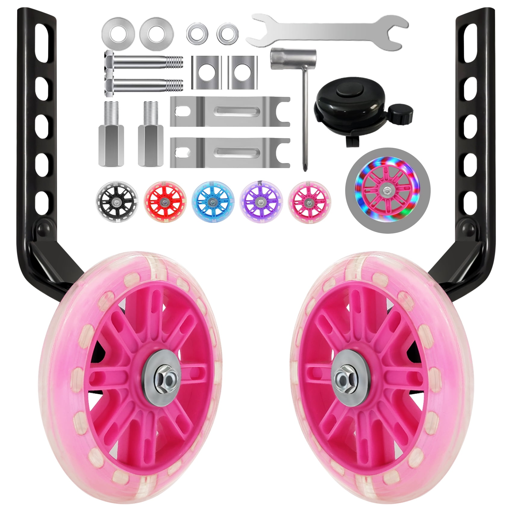 Bicycle Training Flash Wheels, Children's Bike Stabilizers Support Wheels Bike Steel Frame for 12 14 16 18 20 Inch Kids Riding Safety Equipment