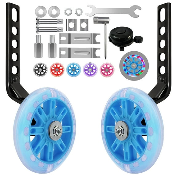 Bicycle Training Flash Wheels, Children's Bike Stabilizers Support Wheels Bike Steel Frame for 12 14 16 18 20 Inch Kids Riding Safety Equipment