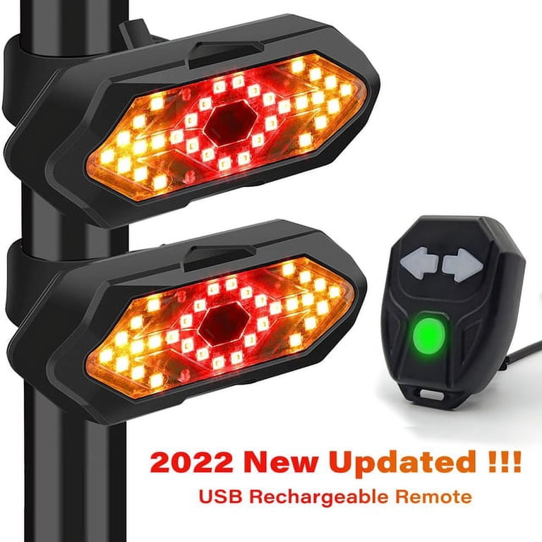 Bicycle Turn Signal Light Wireless Remote Control USB Rechargeable