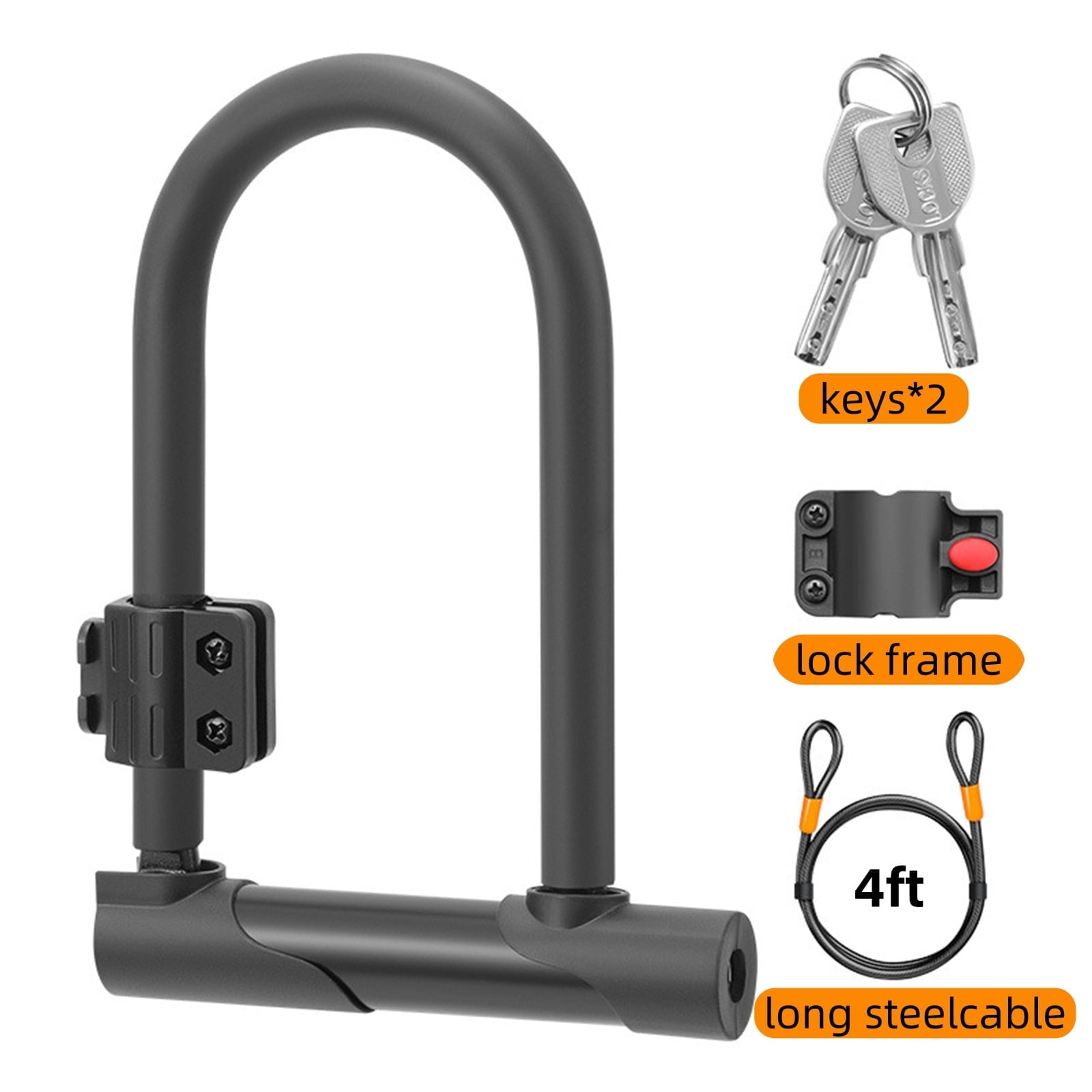 SINGOMON Bicycle U-Lock, Bicycle Lock with 4ft Security Cable Mounting ...