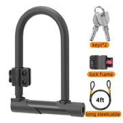 SINGOMON Bicycle U-Lock, Bicycle Lock with 4ft Security Cable Mounting Bracket and 2 Keys for Bicycles Scooters MTB Road Bikes Black