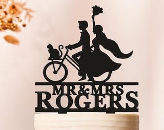 UTF4C Bicycle Cake Topper With Pets - Acrylic Wedding Birthday Cake Decoration - View #9