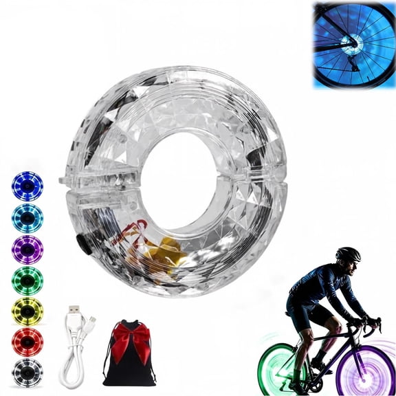 Bicycle Wheel Spoke LED Light, Bicycle Flash Tyre Wheel Light | 18 Dynamic Effects, Smart Motion Sensing, Rechargeable Bike Wheel Lights, For Bicycles Motorbicycle Tire Motion Sensor