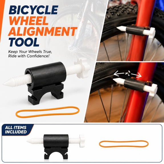 Bicycle Wheel Truing Tool, Universal Portable On-Bike Rim Alignment Gauge, Simple Spoke Adjustment Guide Mount for Mountain & Road Bikes Tuning and Repair, Essential Home Wheel Repair Tool