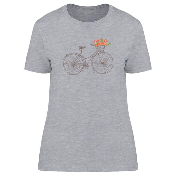 Bicycle With Basket Of Flowers T-Shirt Women -Image by Shutterstock, Female Medium