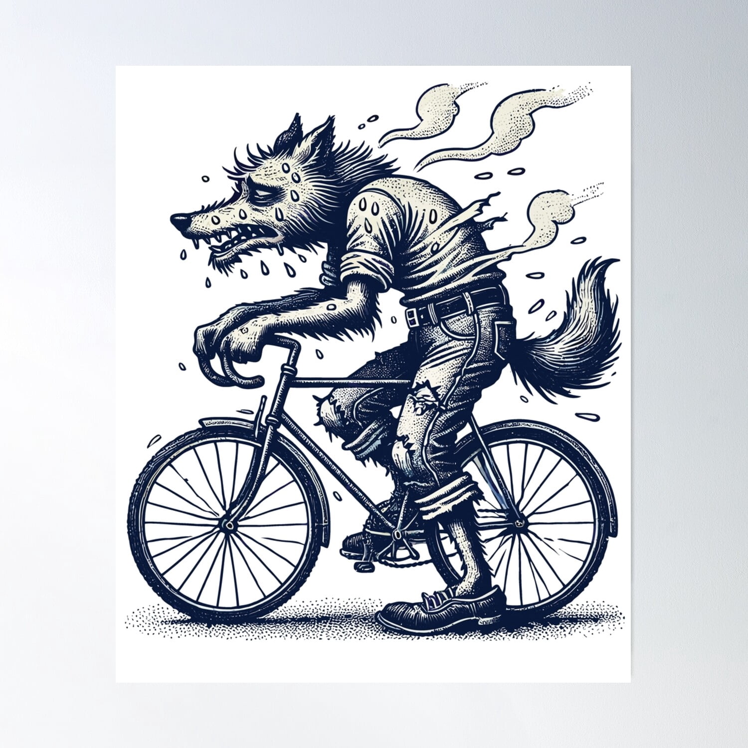 Bicycle Wolf Cycling Mountainbike Rennrad Poster Wall Art, Modern Wall  Decor, 24x36 UNFRAMED - Walmart.com