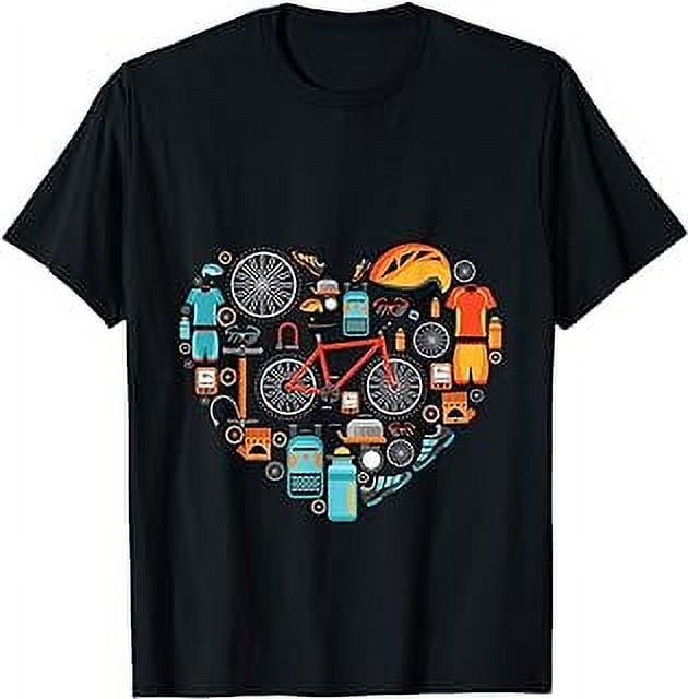 Bicycle cycling lover heart Mountain bike Cyclist triathlon T-Shirt ...