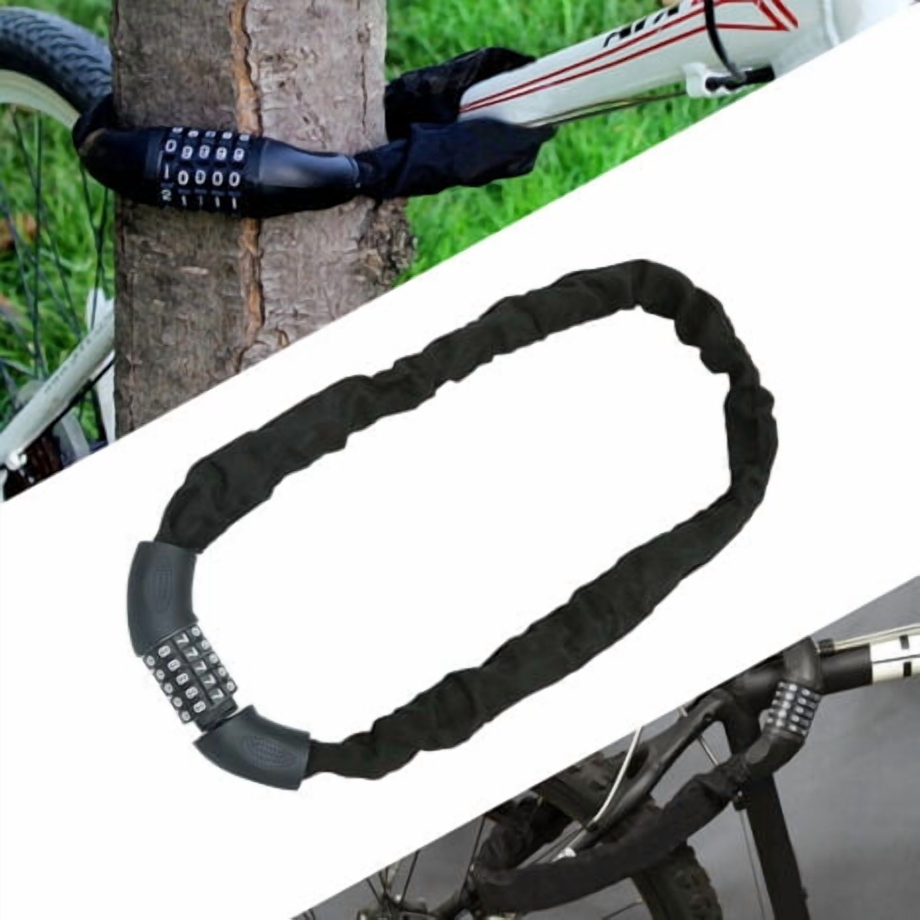 Bicycle lock, Combination lock, 5-digit motorcycle anti-theft chain,