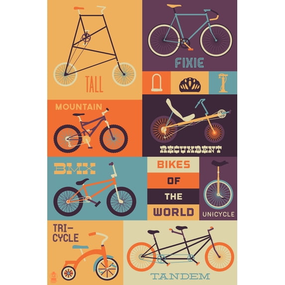 Bicycle of the World (24x36 Giclee Gallery Art Print, Vivid Textured Wall Decor)