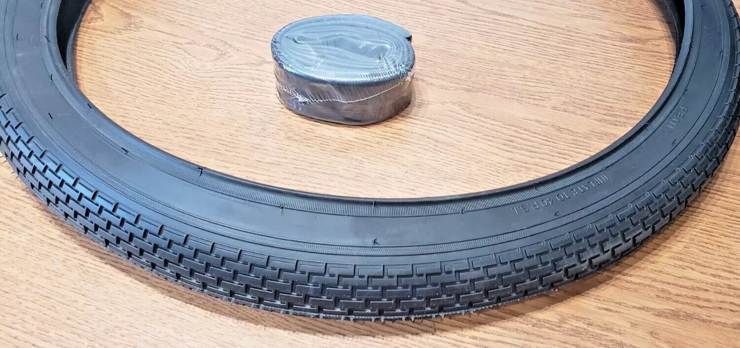 Bicycle tire 24 x 2.125 Black color with tube. 24