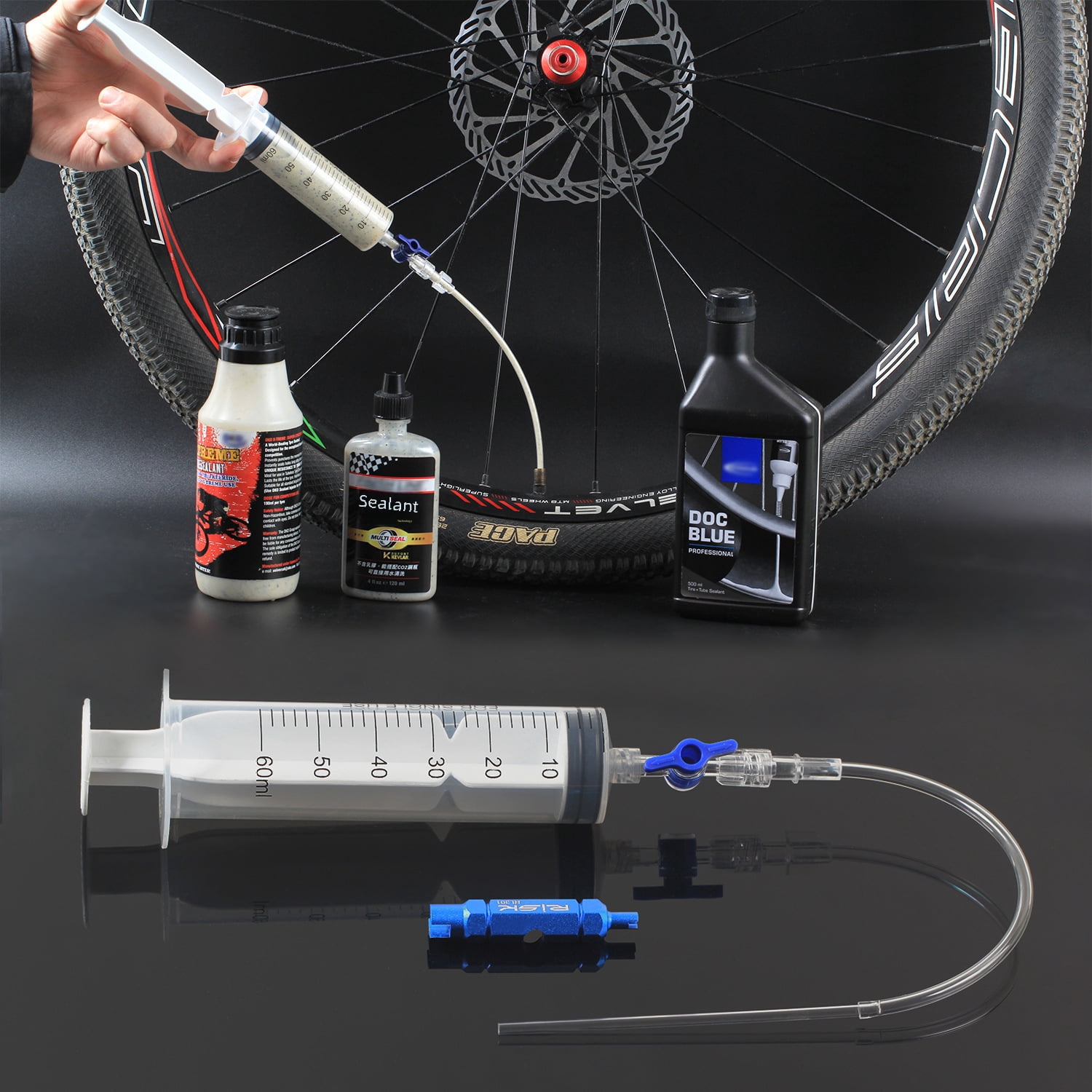 Bicycle vacuum tire selfrehydration injection tool mountain road car