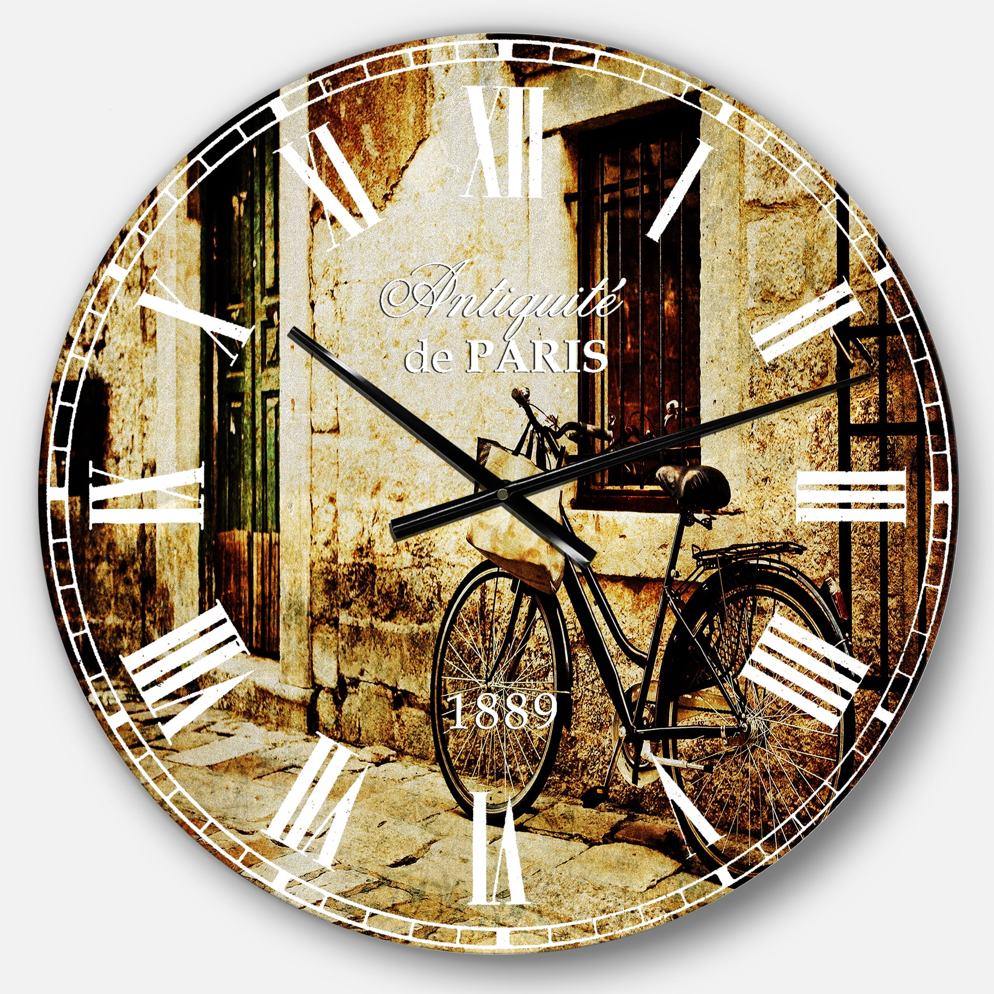 Bicycle with Shopping Bag' Landscape Photo Oversized Metal Clock