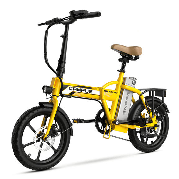 Bicycles E-Ride Electric Commuter E-Bike Folding eletric bicycle for Adults, 20mph top speed ,25miles range, UL 2849 Certified,Yellow