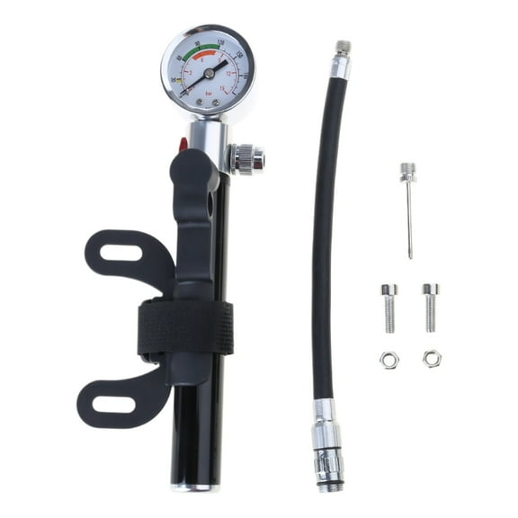 Bicycles Pump, Aluminum Alloy Mini Bikes Tire Air Pump with Pressure Gauge, Fast Tyre Inflation Frame Mounted for Bike