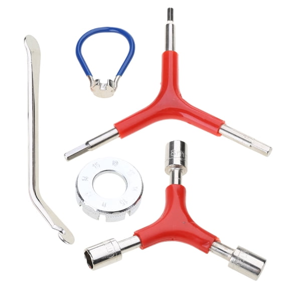 Bicycles Spoke Wrench Tool, Hardened Steel 5-in-1 Spoke Rims Tool for Adjusting and Repairing Bicycles Wheel Tension