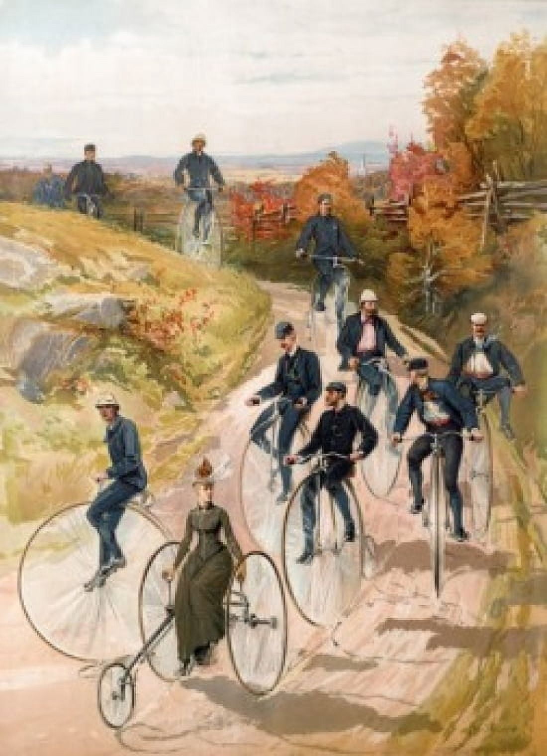 Bicycling 1887 Sandham Hy (19th CAmerican) LITHOGRAPH Canvas Art - Henry Sandham (24 x 36)