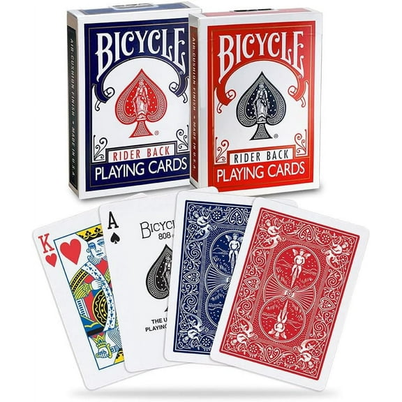 Bicyclist Back Playing Cards, Standard Index, Playing Cards, Premium Playing Cards, Red and Blue, 2 Cards (Pack of 1)