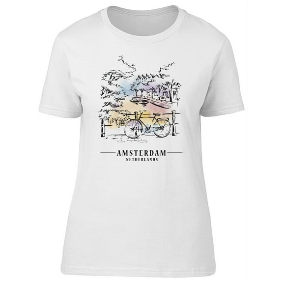 Bicyle On A Bridge In Amsterdam T-Shirt Men -Image by Shutterstock, Male Large