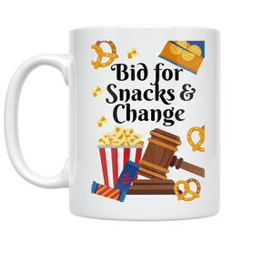Bid for Snacks & Change - Charity Auction Enthusiast - 11 oz Ceramic Coffee Mug