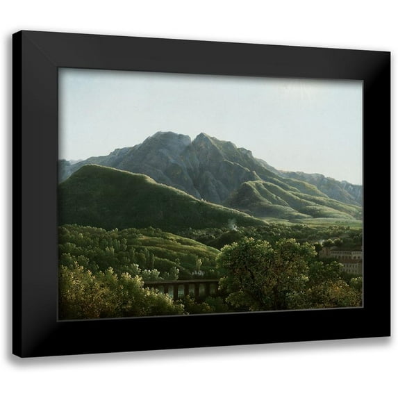 Bidauld, Jean-Joseph-Xavier 14x12 Black Modern Framed Museum Art Print Titled - View of the Bridge and Part of the Town of Cava, Kingdom of Naples