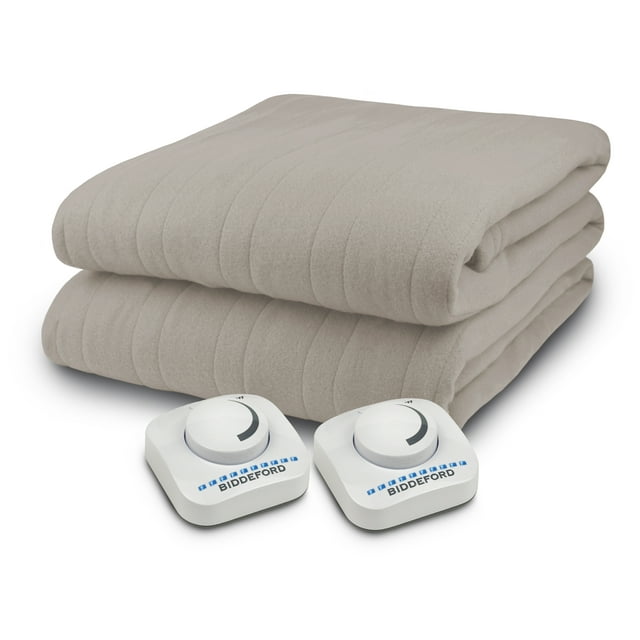 Biddeford Heated Blanket with Electric Analog Controller, Queen, Linen