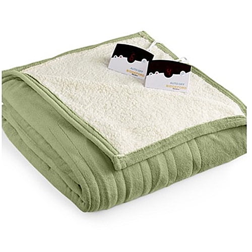 Biddeford 2064 9052140 633 MicroPlush Sherpa Electric Heated Blanket King Sage Walmart