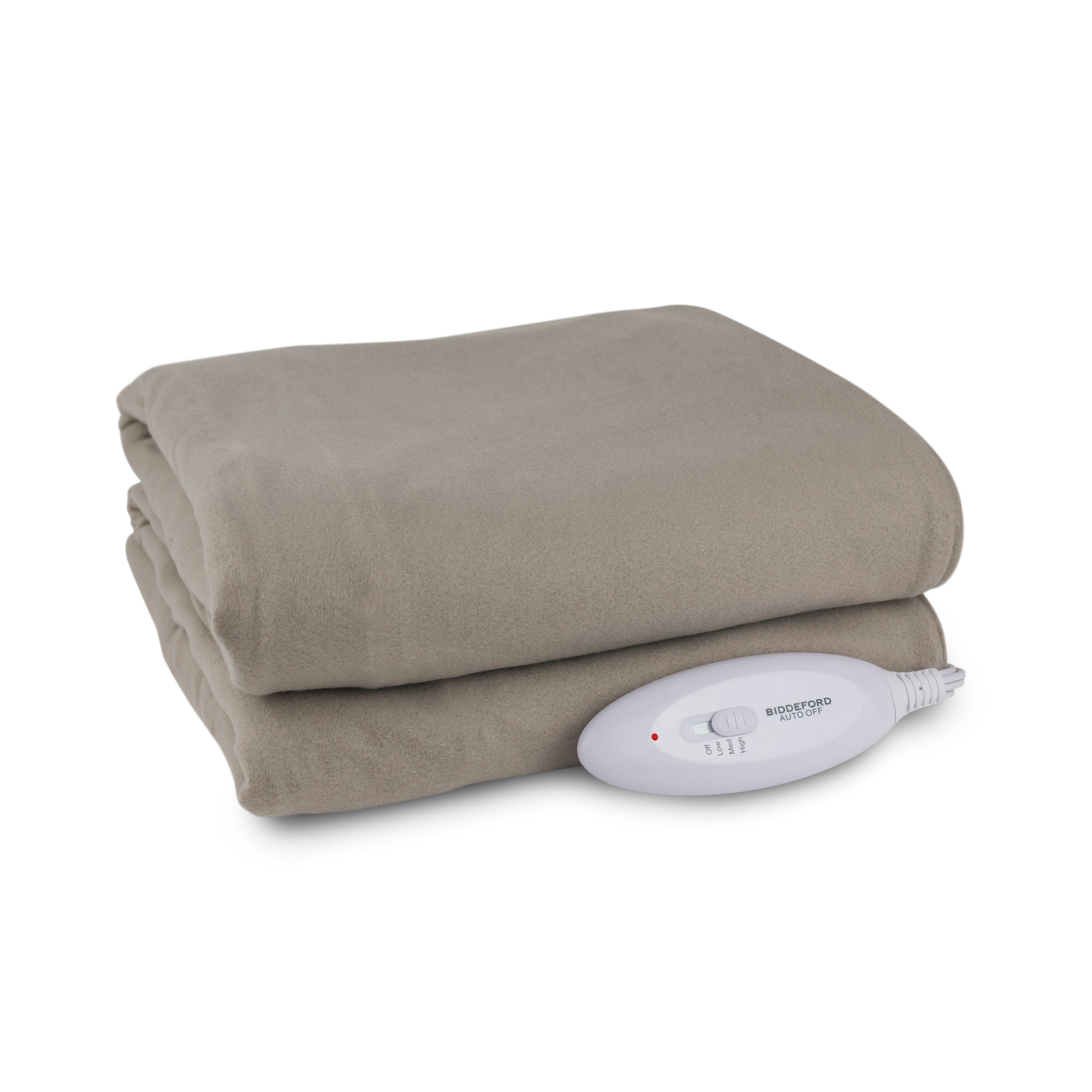 Biddeford Beige Solid Print Polyester Electric Blanket, Non-Standard