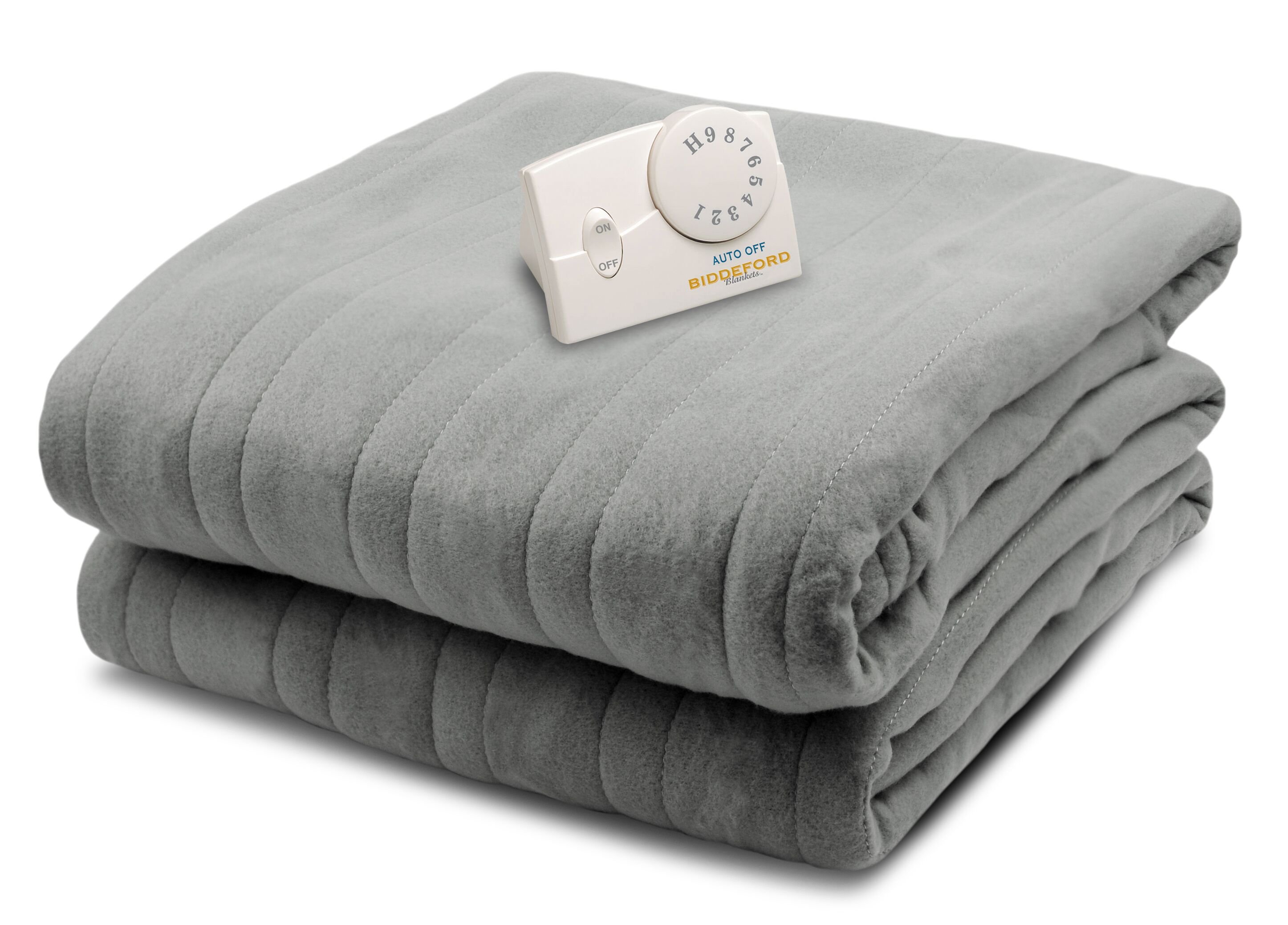 Biddeford Blankets Comfort Knit Fleece Heated Electric Blanket, Twin, Gray - image 1 of 3
