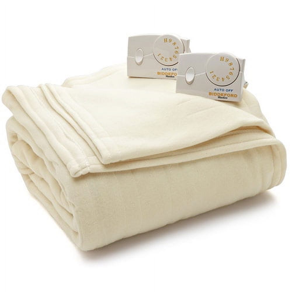 Biddeford Comfort Knit King Size Electric Heated Blanket Off White 10 Heat Settings Machine Washable Walmart