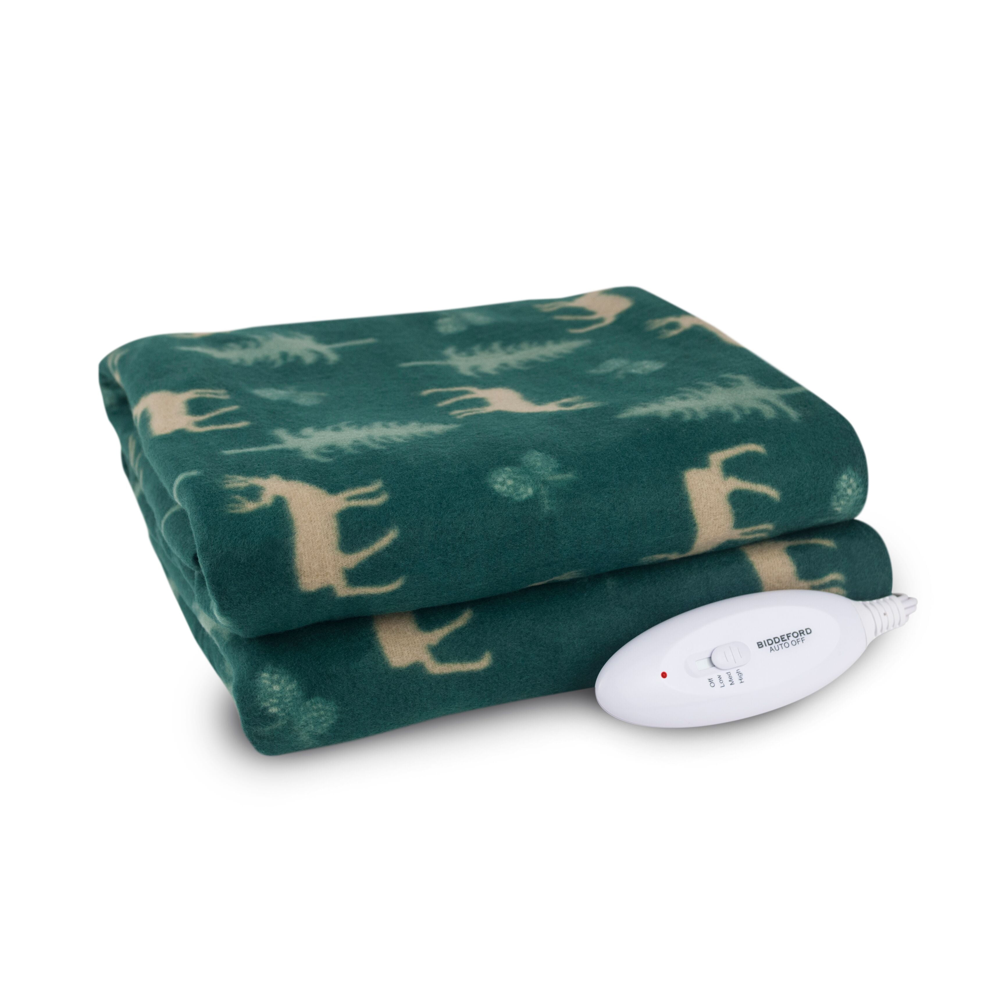 Biddeford Blankets Limited Edition Holiday Comfort Knit Fleece Heated  Electric Throw Blanket, 62 x 50, Spruce Reindeer - Walmart.com