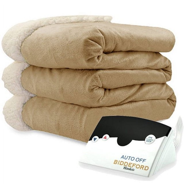 Biddeford Blankets Micromink Sherpa Electric Heated Blanket