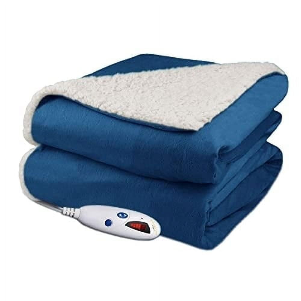 Biddeford Comfort Velour Sherpa Electric Heated Throw Blanket with