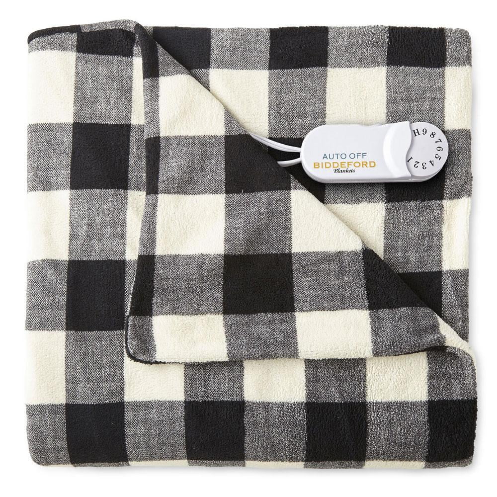 Black and White Buffalo Check Electric Fleece Throw Blanket