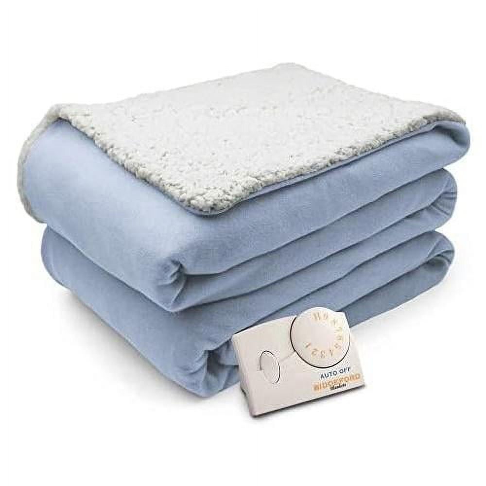 Biddeford Comfort Knit Natural Electric Heated Blanket Full Parade Blue ...