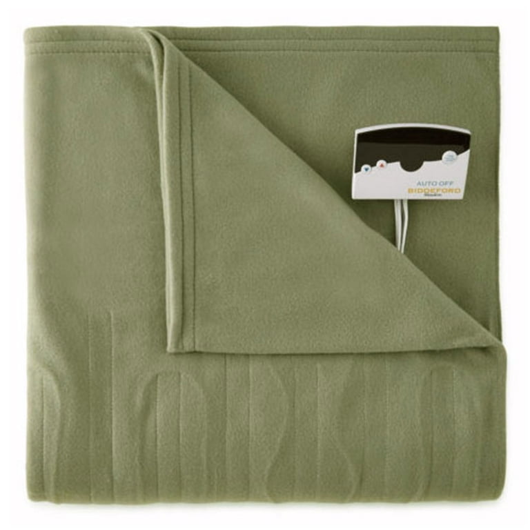 Biddeford Electric Heated Blanket Twin, Sage Green, Fleece