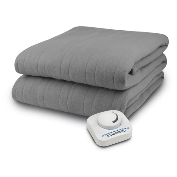 Biddeford Heated Blanket with Electric Analog Controller, Grey Twin
