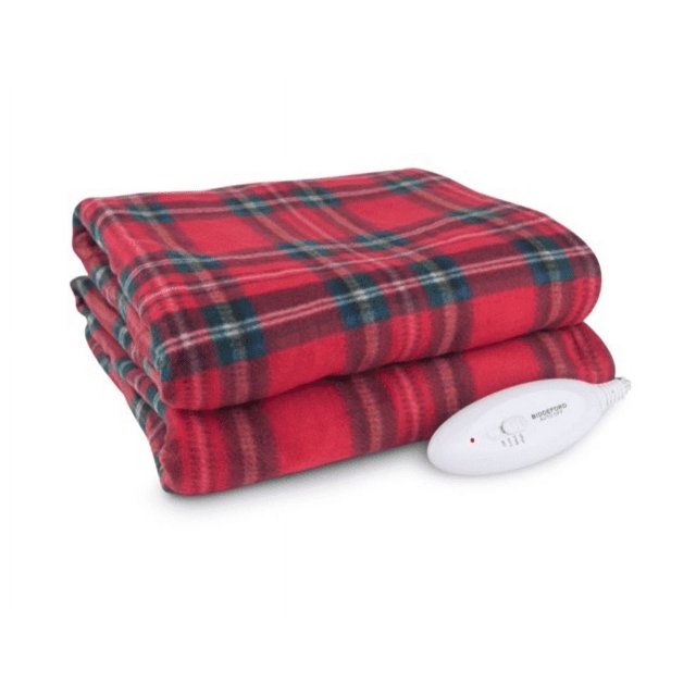 Biddeford Heated Throw with Electric Analog Controller, Redblue Plaid