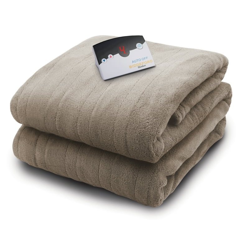 Biddeford Micro Plush Electric Heated Blanket With Digital Controller Full Taupe Walmart