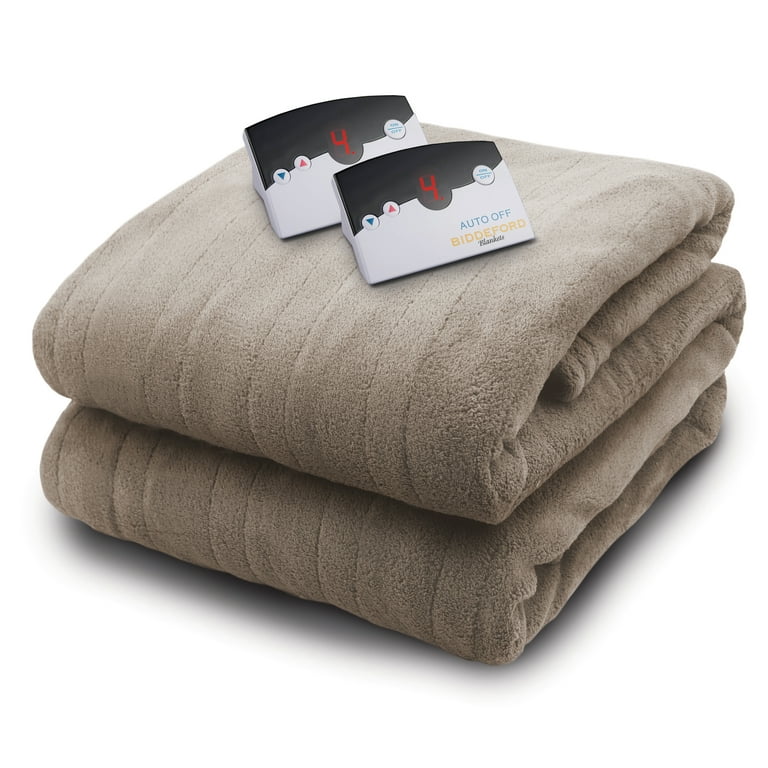 Biddeford Micro Plush Electric Heated Blanket With Digital Controller Queen Taupe Walmart